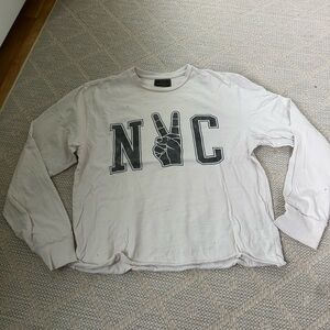 White NYC Graphic Long Sleeve Shirt